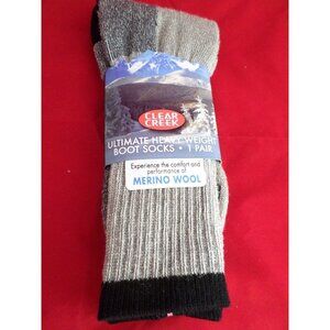 1 Pair Large Clear Creek 67% Merino Wool Heavy Hikers Sock 6-12 Black